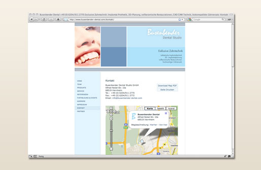 Internetpräsenz Busenbender Dental