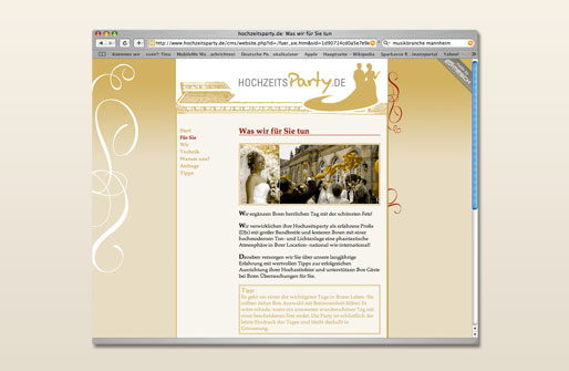 Internetpräsenz hochzeitsparty.de