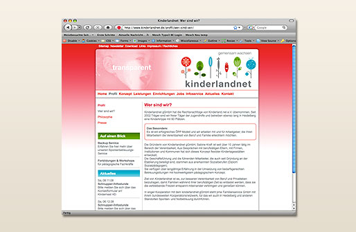 Internetpräsenz Kinderlandnet