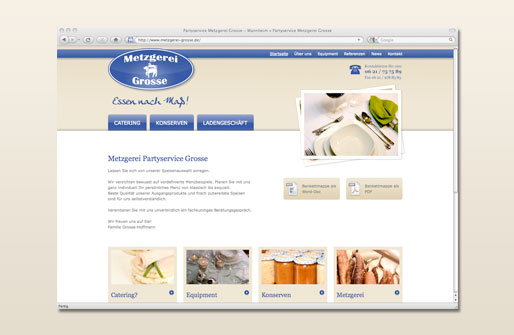 Internetpräsenz Partyservice Metzgerei Grosse