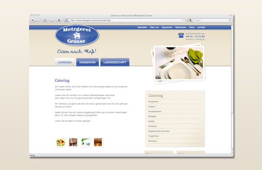 Internetpräsenz Partyservice Metzgerei Grosse