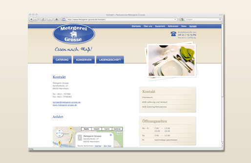 Internetpräsenz Partyservice Metzgerei Grosse