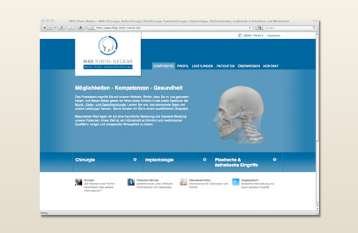 Internetpräsenz MKG Rhein-Neckar, Facharztpraxis für MKG-Chirurgie